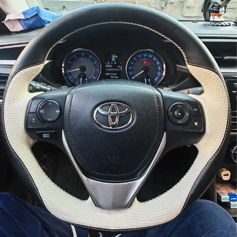 Для Toyota Camry RAV4 2018-22 стежок кожаный спортивный ручной работы чехол на руль