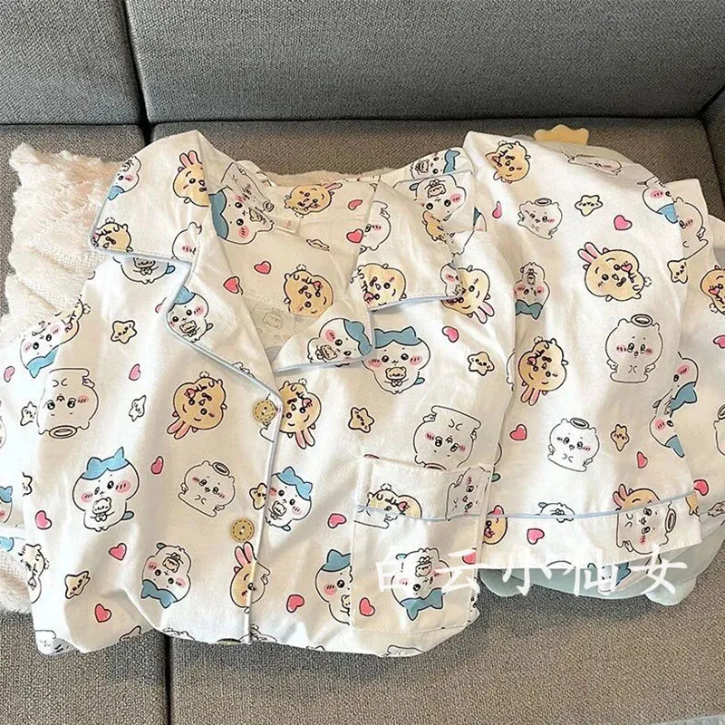 Kawaii Chiikawa пижамы милые осенне-зимние аниме мультфильм с длинными рукавами