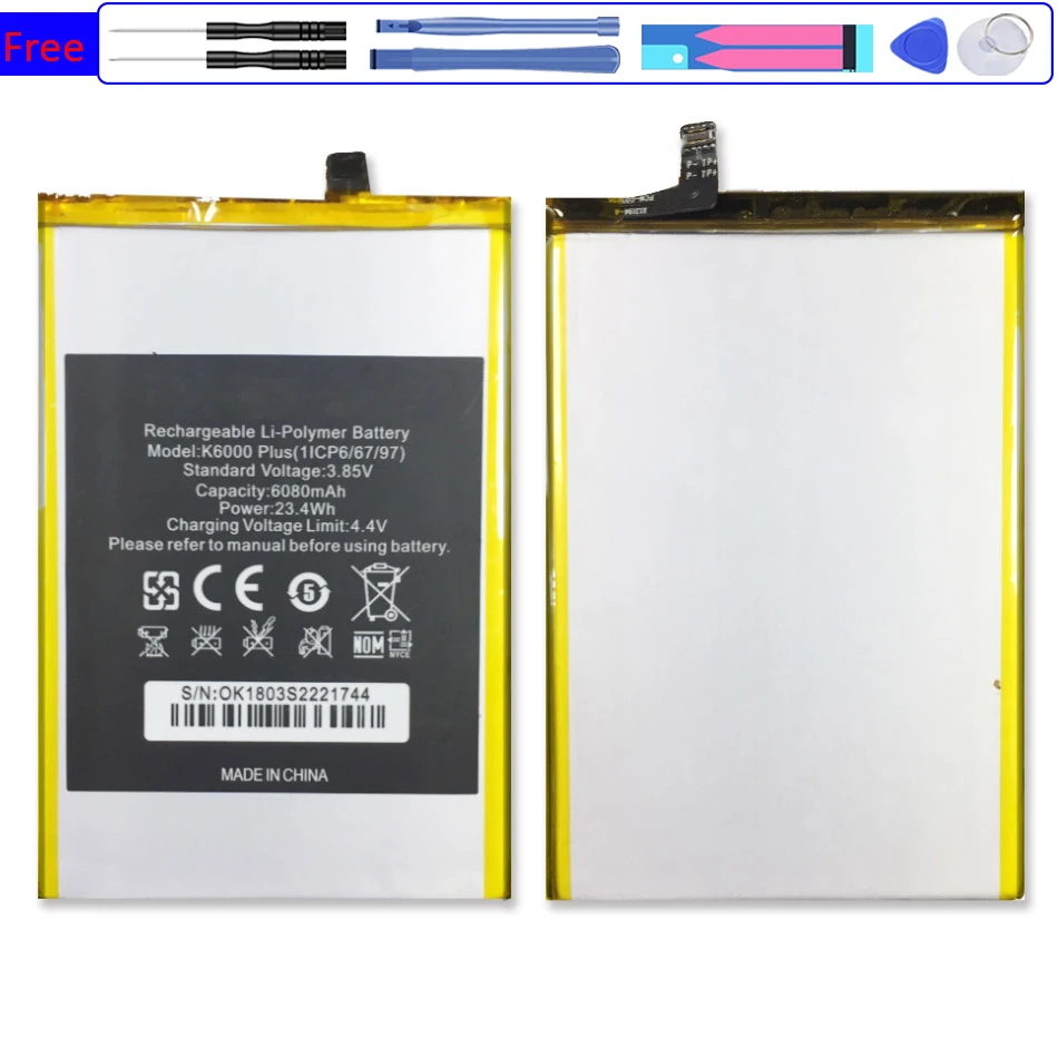

Mobile Phone Battery For Oukitel K6000 Plus K6000Plus 6080mAh Replacement Batteria Batterij