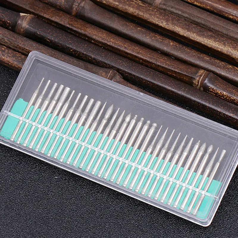 30PCS 3.0mm Mini Drill Bits Diamond Burs Grinding Wheel Abrasive Shank Wood Stone Engraving for Dremel Power Tools Accessories