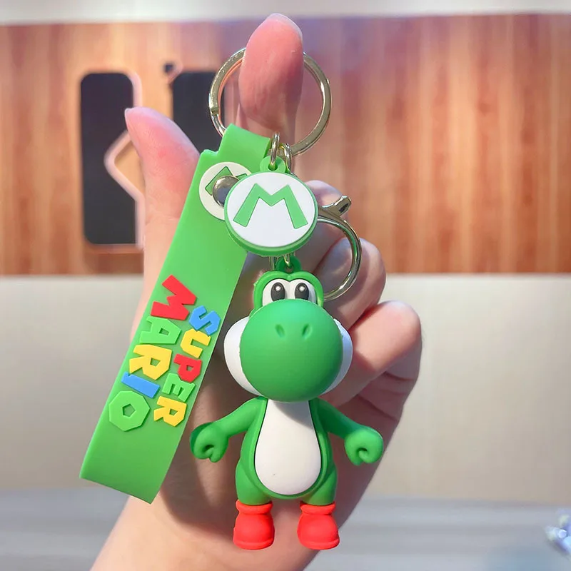 Брелок для ключей в стиле Super Mario Bros милая кукла Йоши с зеленым динозавром аниме