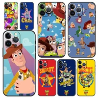 cute cartoon toy story luxury phone case for iphone 13 mmini 11 12 pro max 7 8 plus se 2020 x xr xs silicone black cover fundas
