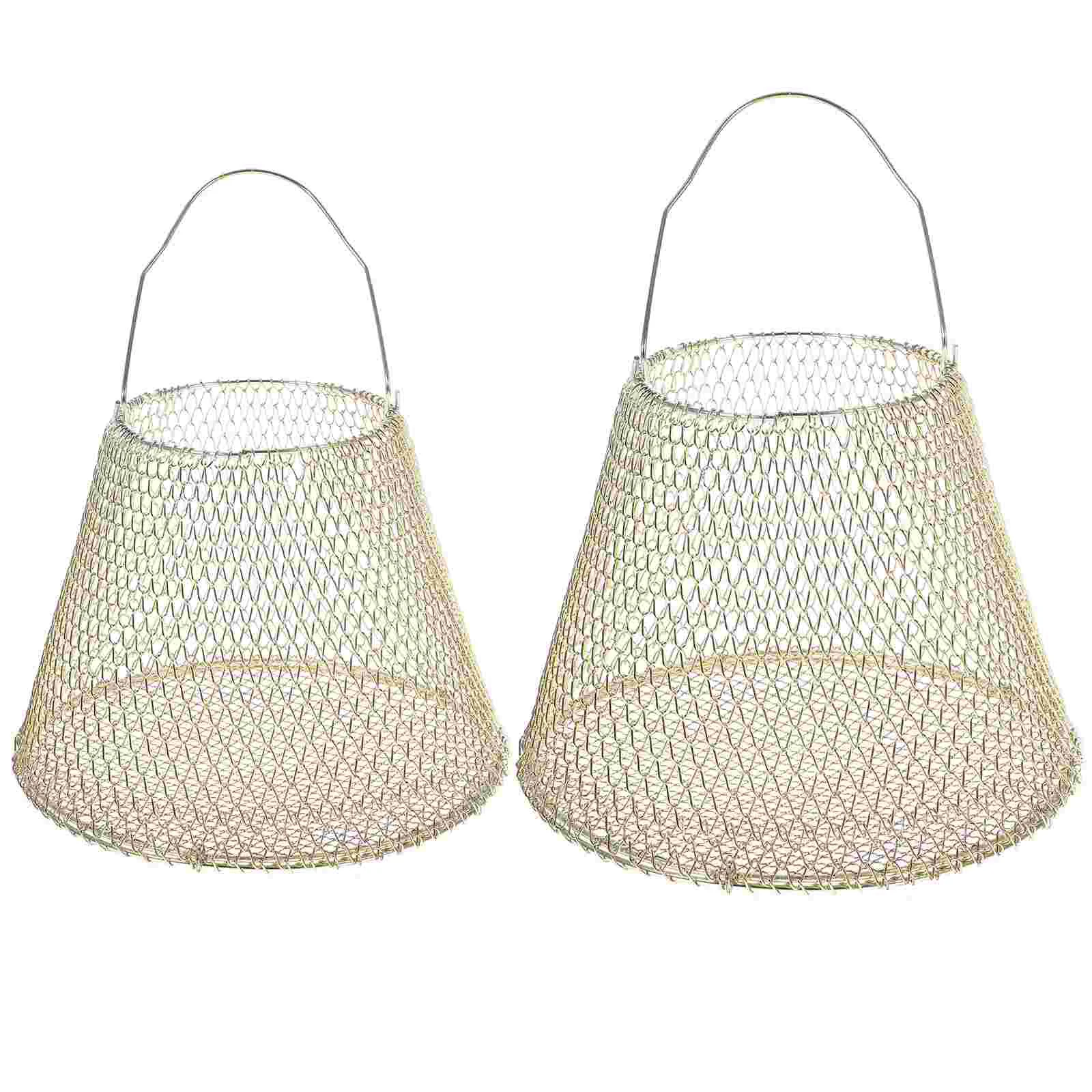 

Basket Wire Egg Storage Fruit Metal Holder Eggs Gathering Chicken Baskets Fresh Farmhouse Kitchen Handle Hanging Folding