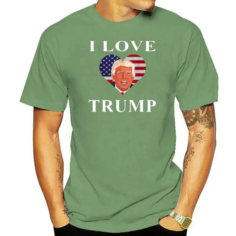 

Футболка I Love с Дональдом Трампом, хлопковые футболки для мужчин, повседневные топы, футболка, забавная Классическая Рождественская уличная...