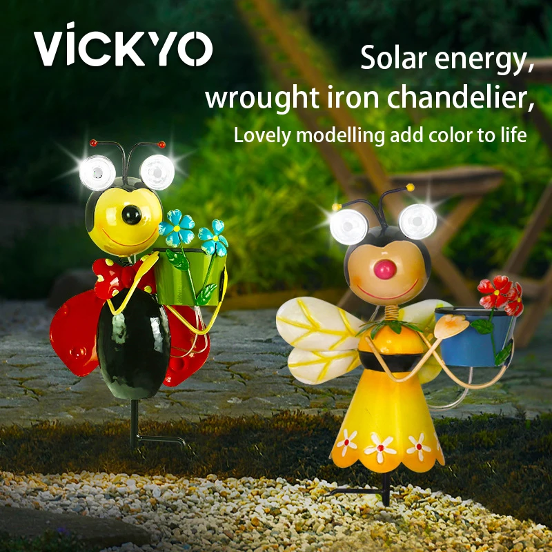 

VICKYO LED Solar Lighting Outdoor Solar Animal Lights Solar Ground Bee Lawn Lamps For Path Courtyard Decorative Solar Power Lam