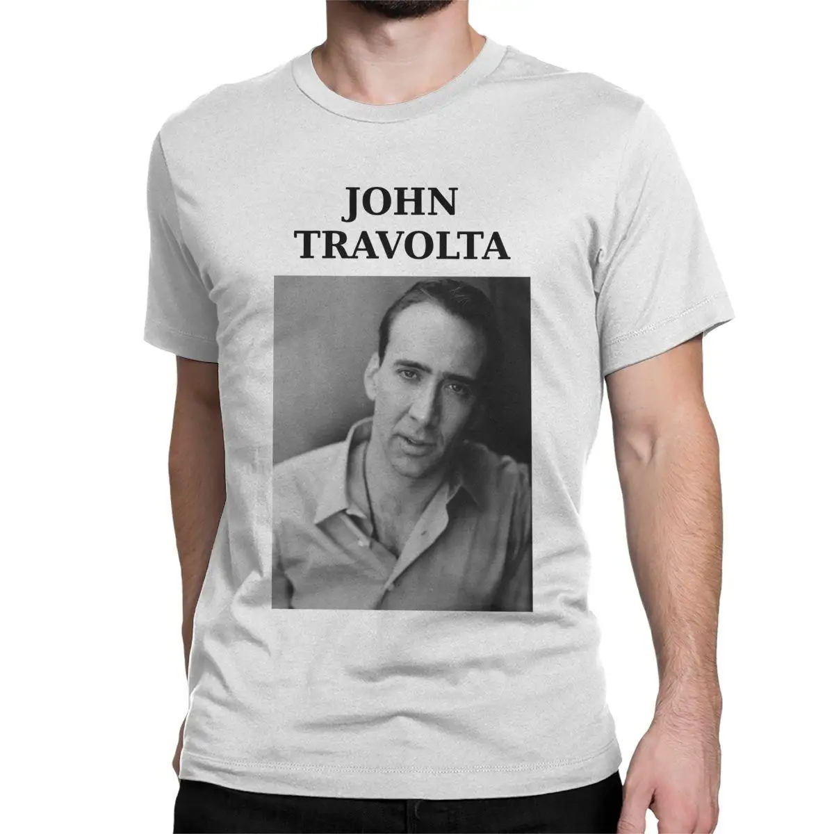 

Men's Nicolas John Travolta Cage T Shirt Cotton Clothes Fun Short Sleeve Crew Neck Tee Shirt Graphic T-Shirt