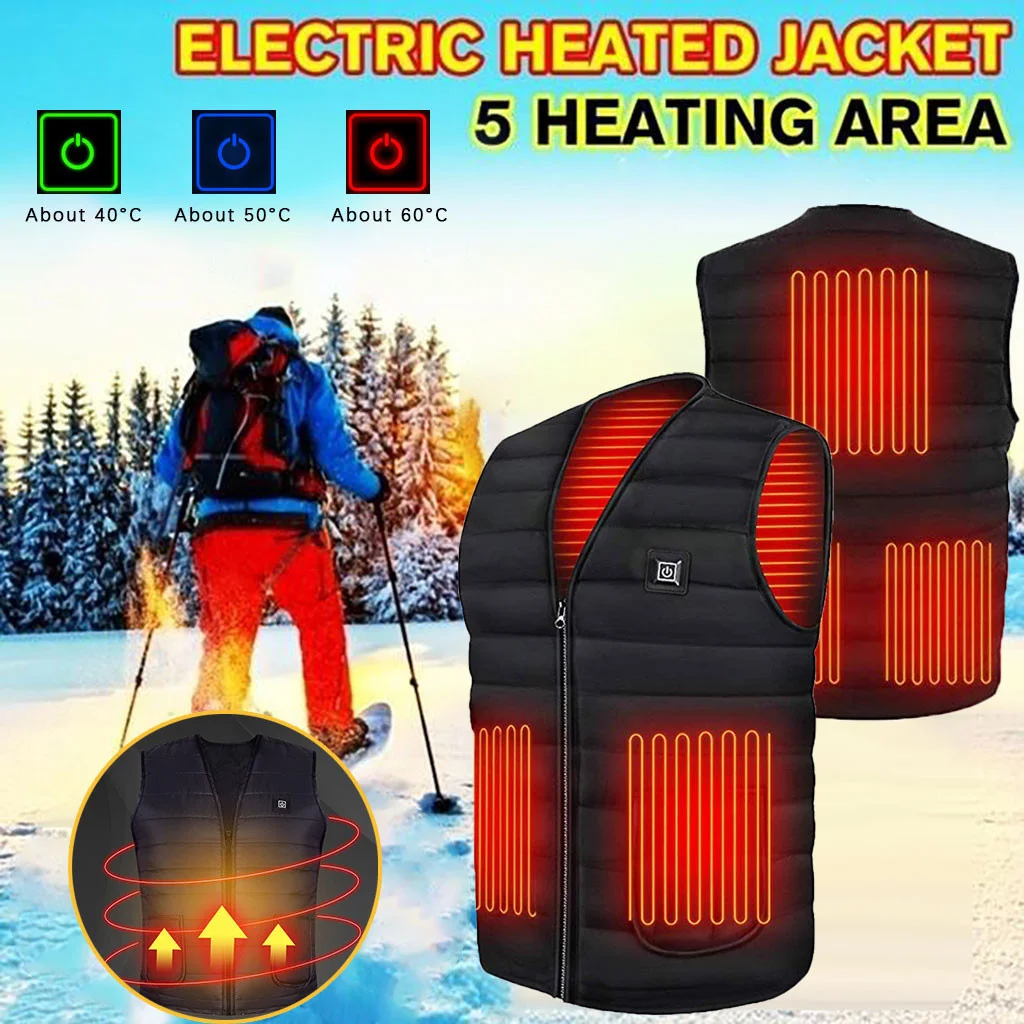 

1Piece Heated Vest Men Women Usb Heated Jacket Heating Vest Thermal Clothing Hunting Vest Winter Heating Jacket Black M-6XL New