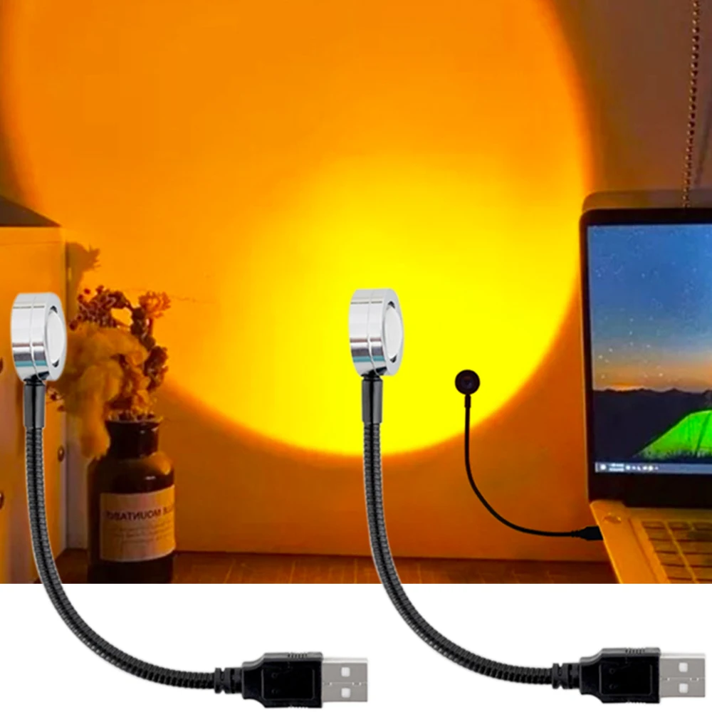 

28CM 18CM Sunset Lights USB Rainbow Projector Atmosphere RGB Night Lights Home Decor Photography Lighting Desk Lamp Wall Lights