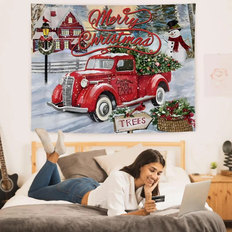 Рождественский гобеленРождественское treevintage украшение для дома спальни