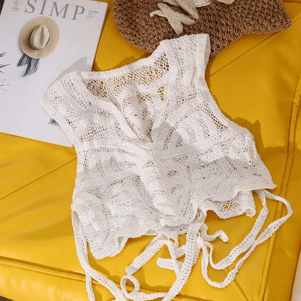 Летние майки с вышивкой пляжные Повседневные вязаные топы глубоким V-образным