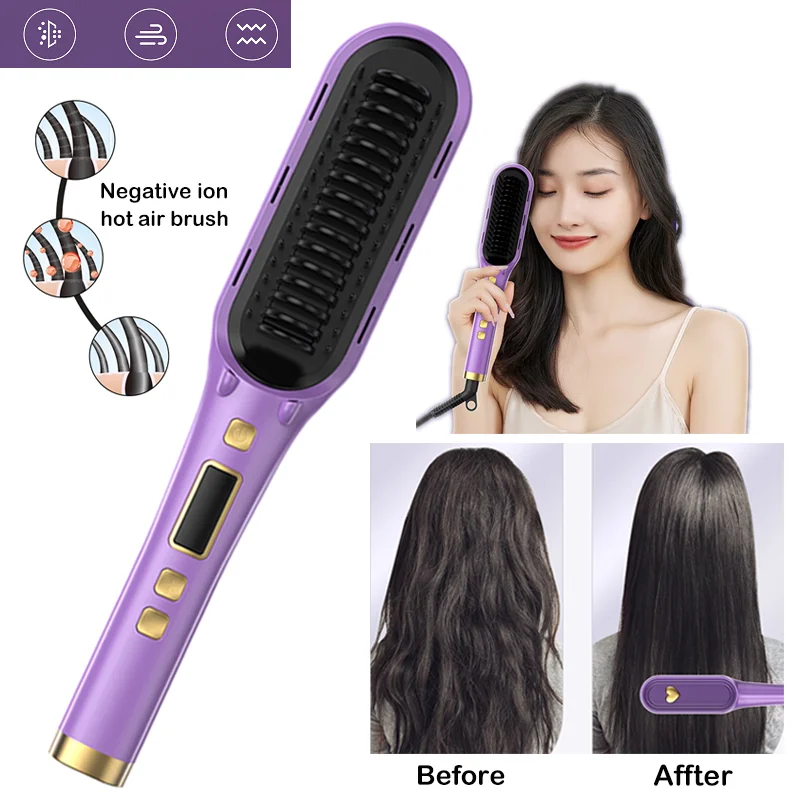 

Multifunction Hair Curler Negative Ion Hair Straight Comb Curling Electric Heating Dryer Hot Air Brush Professional Hair Tools