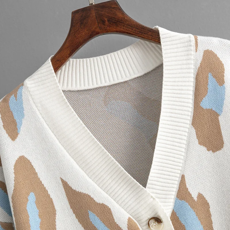 Женская осенне-зимняя модная вязаная куртка большого размера красочный