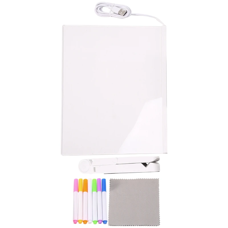 

Note Message Board LED Acrylic Message Board USB Luminous Drawing Board 30X20cm With 7 Color Paintbrush