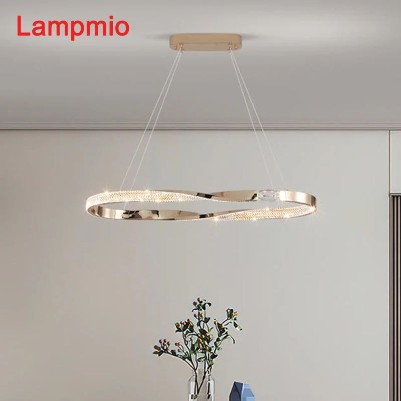 

Роскошные люстры для гостиной, акриловая люстра, подвесная люстра с проволокой для освещения, обеденная лампа с золотыми слоями, 60 см, 80 см, 1 ...