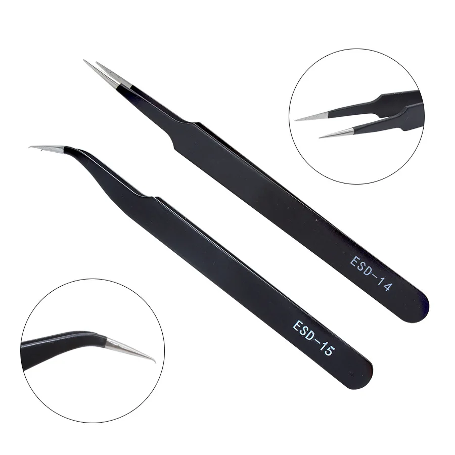 

Stainless Steel Black Curved Straight Eyebrow Tweezers Nipper Rhinestone Gem Picking False Eyelash Tweezers Tool Nail Art Tools