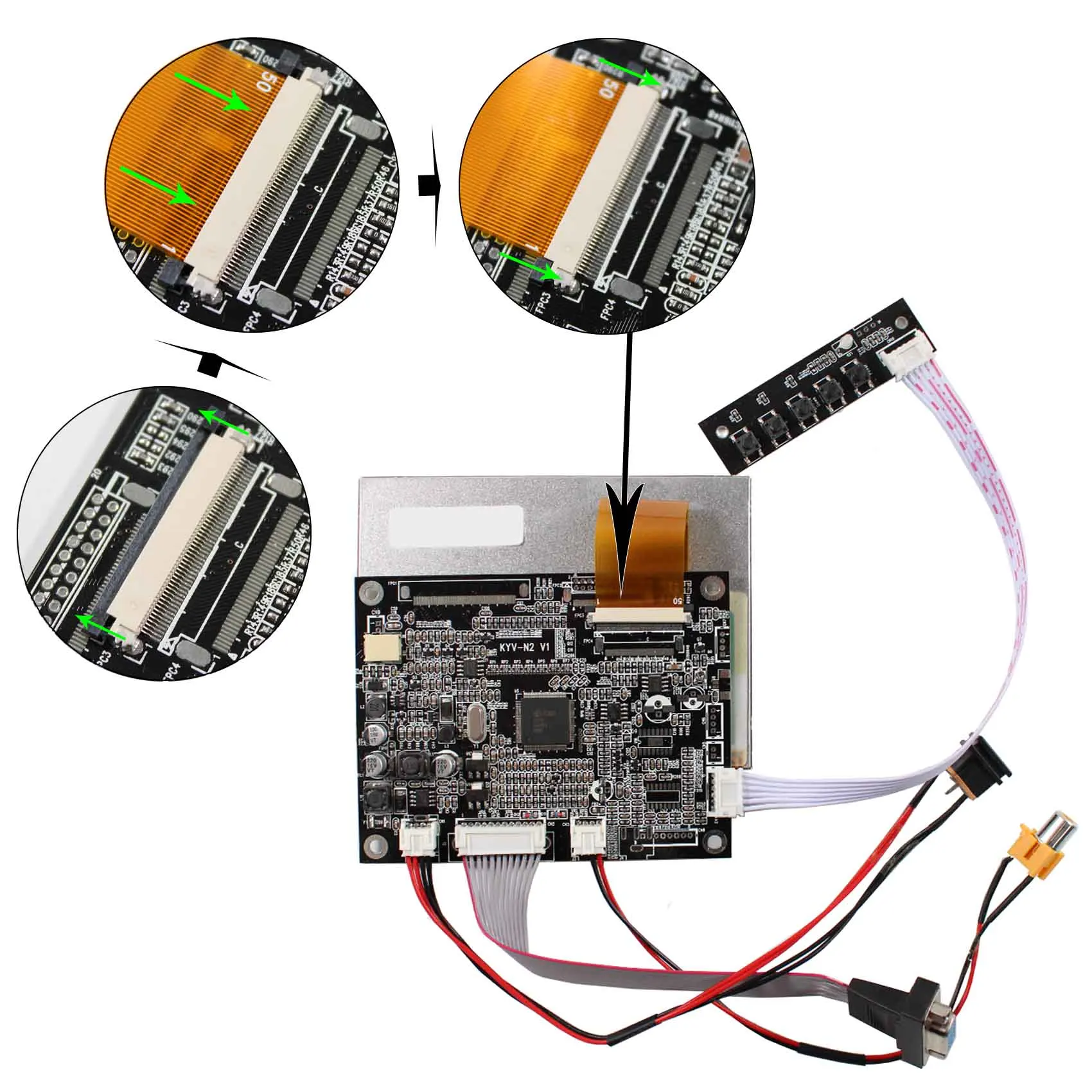 VSDISPLAY VGA AV LCD Board 5 дюймовый TTL AT050TN22 640X48 0 цифровой экран приложения видео дверной