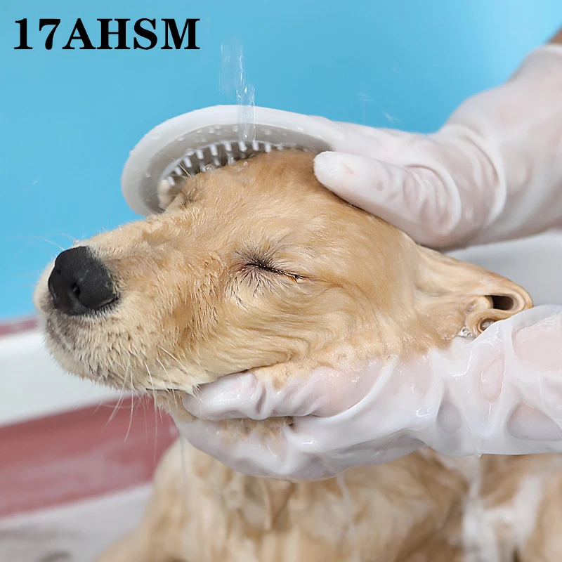 

17 дюймов, массажная перчатка для чистки собак, волшебная силиконовая щетка с длинным рукавом, щетка для груминга кошек и собак, щетка для удаления шерсти, перчатки для ванной домашних животных