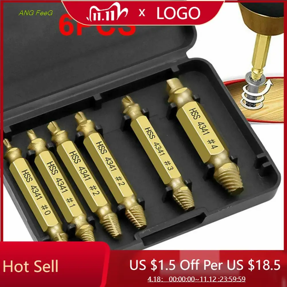 

6Pcs Damaged Screw Extractor Drill Bit Double Side Drill Out Broken Screw Bolt Remover Extractor Tools Set Easily Take Out