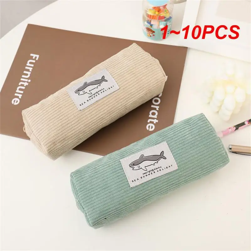 Пенал с изображением акулы вельветовый чехол для ручек кавайные канцелярские