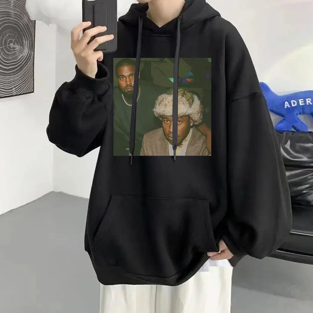 

Kanye West Tyler The Creator Graphics Print Hoodie Vintage 90s Rap Oversized Sweatshirts Fashion Casual Pullovers Fleece Men Top