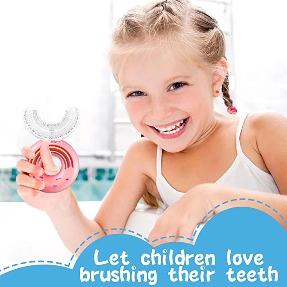 

Cute Cartoon Dinosaur Silicone Manual Training Toothbrush Half Circle Toothbrush Silicone Kids U-Shaped Toothbrush
