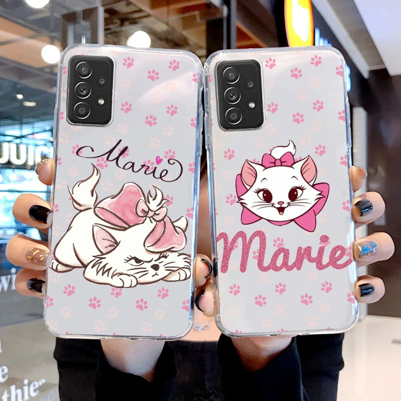 

Marie Cat Cartoon For Samsung Galaxy A04 A04E A42 A12 A02S A91 A81 A71 A51 A41 A31 A21 Transparent Soft Phone Case Coque Capa