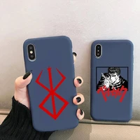 anime berserk guts phone case for iphone 13 12 mini 11 pro xs max x xr 7 8 6 plus candy color blue soft silicone cover