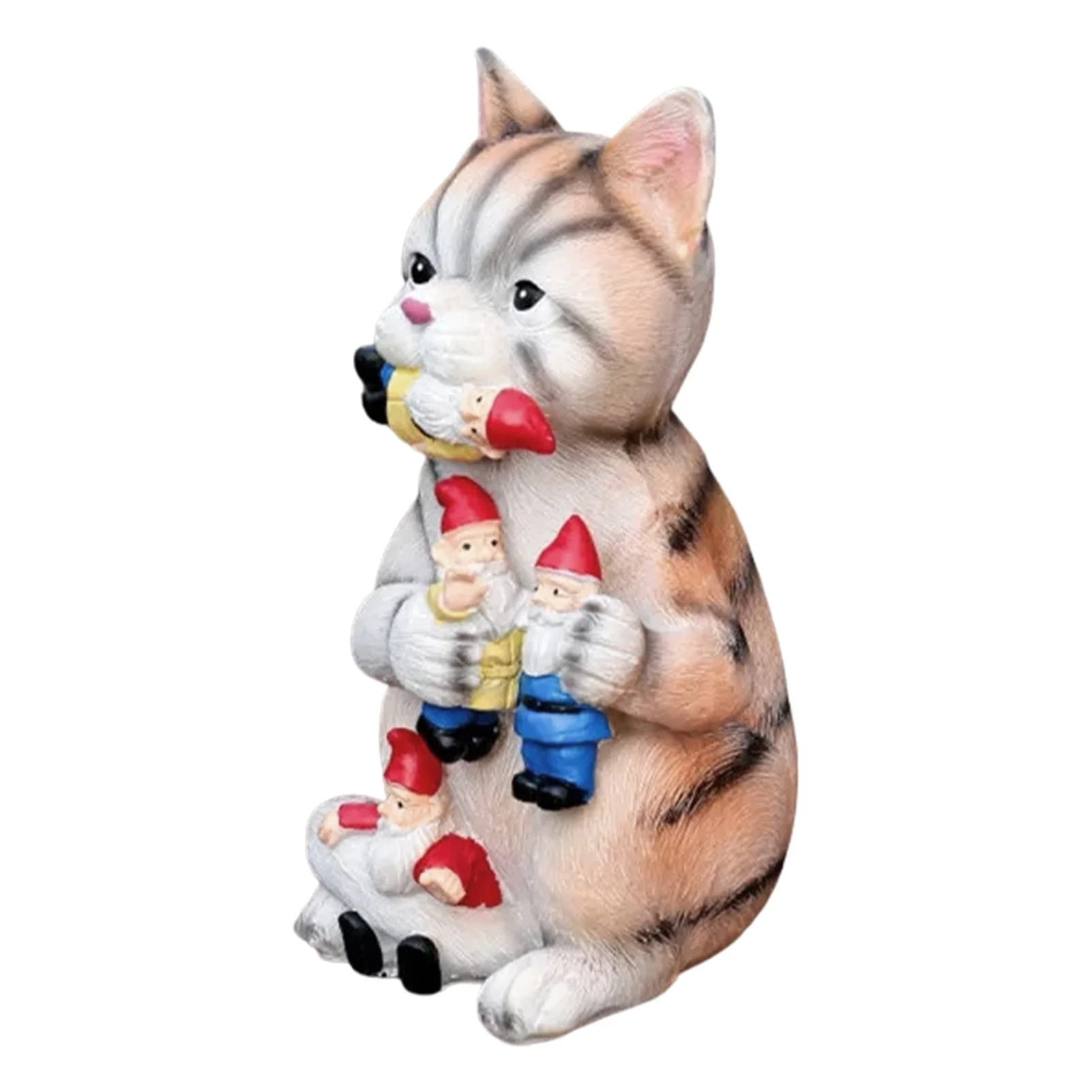 

Cat Garden Gnome Statue Cat Eating Gnome Resin Statue Creative Art Decor For Indoor Outdoor Garden Patio Lawn Decoration