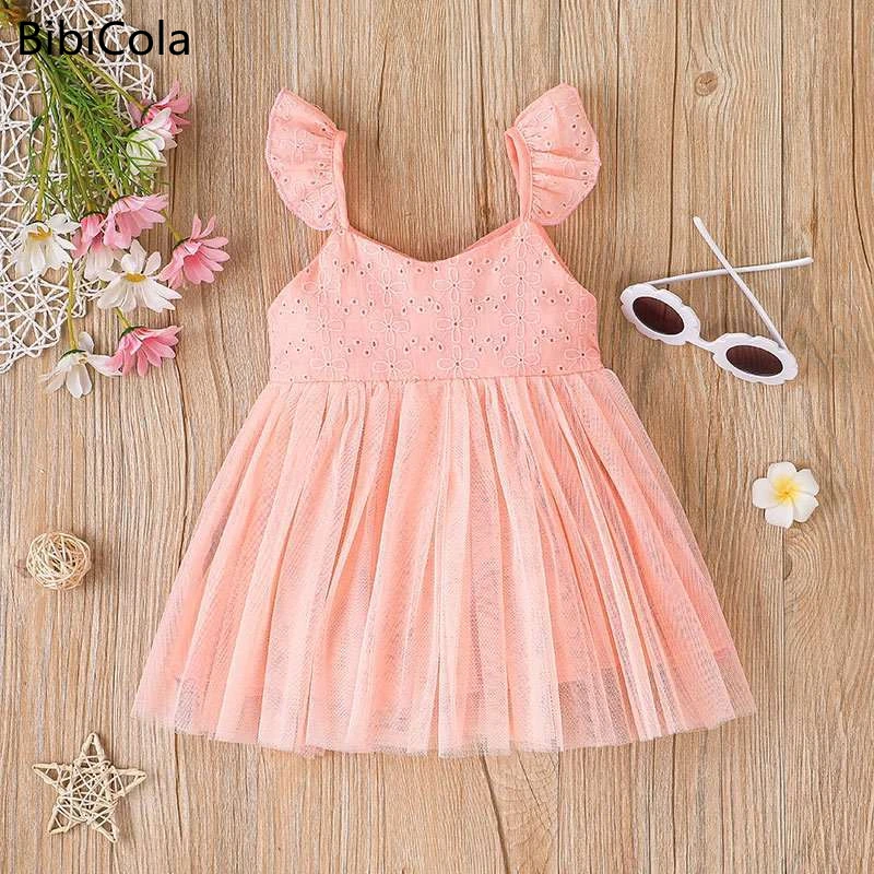 

2022 милое розовое платье без рукавов на бретелях с цветочной вышивкой и v-образным вырезом для маленьких девочек детское летнее платье принц...