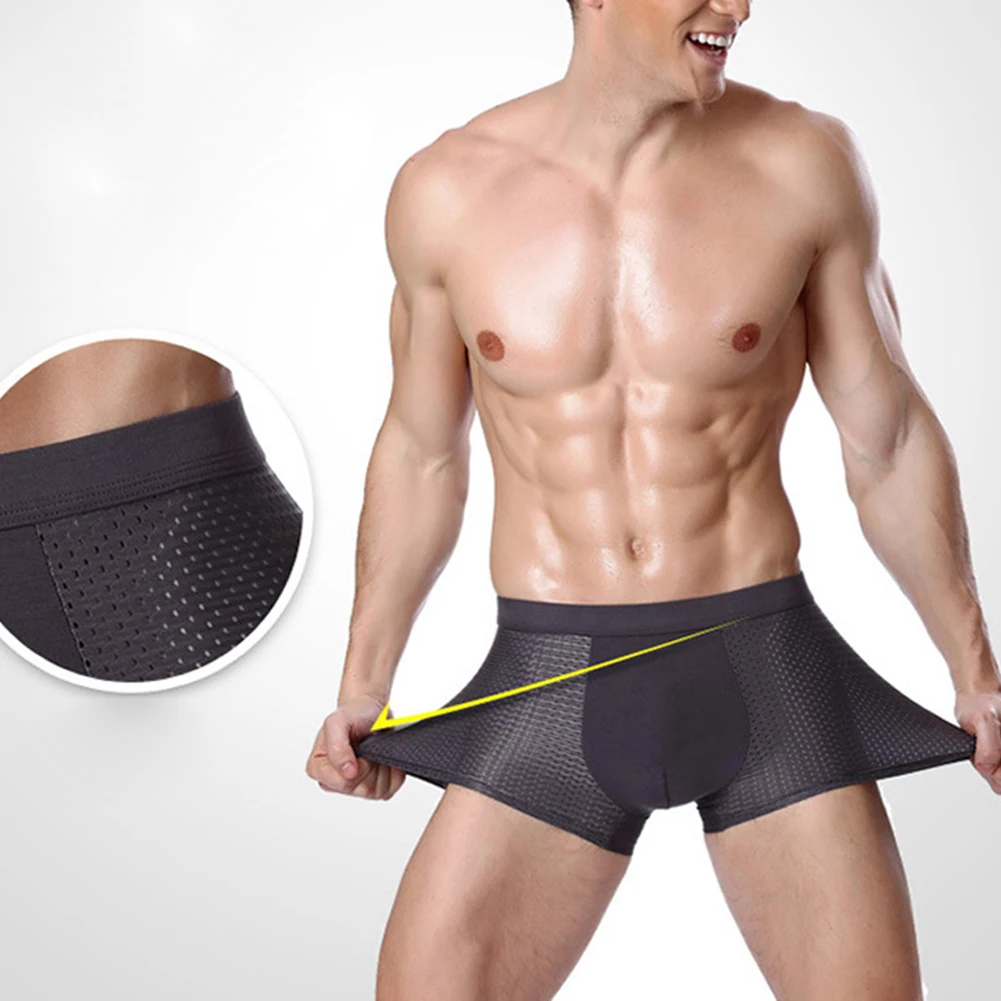 

Trunks Shorts Stretch Boxers Briefs Men's Underwear Mesh U Convex Male Boxer Briefs Men Knickers