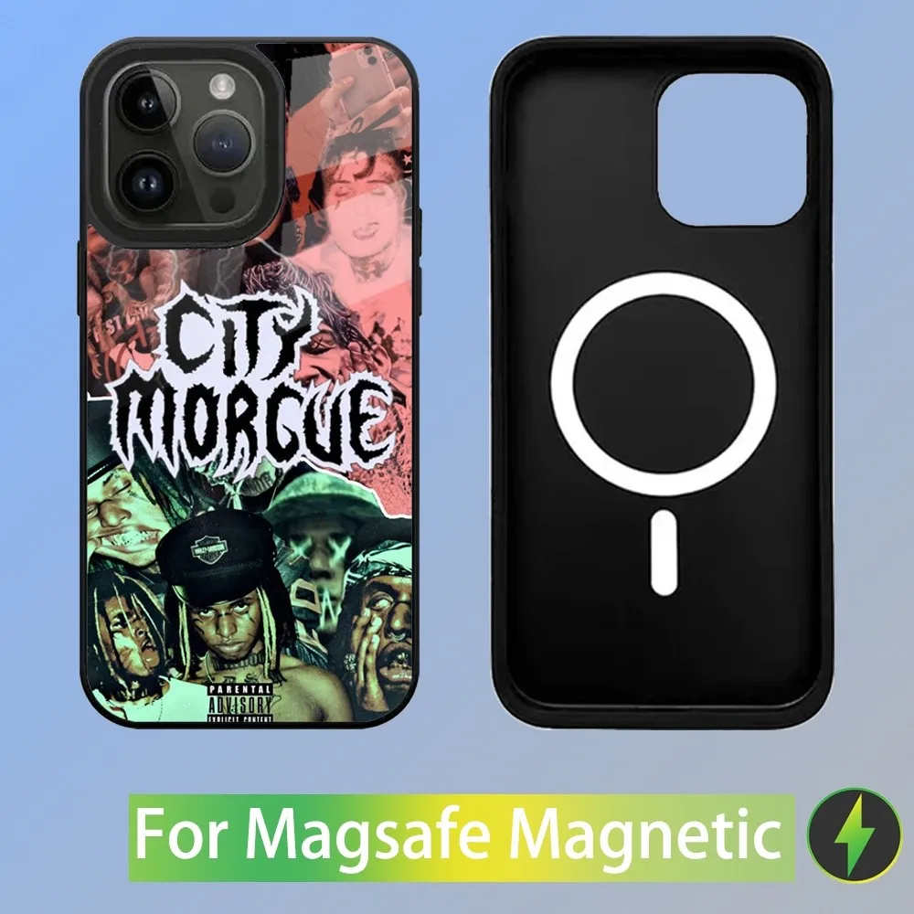 Чехол для телефона City M-Morgue Music Group iPhone 16 15 14 13 12 11 Plus Pro Max Mini Magsafe с магнитной