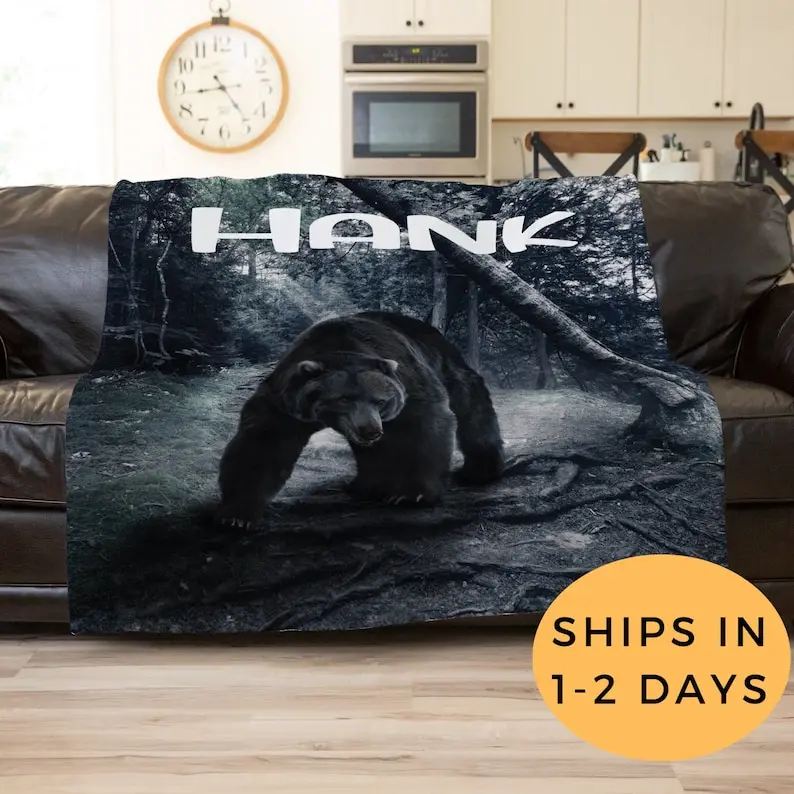 

Bear Blanket, Camping Decor, Camping Gear, Personalized Blanket For Adults, Custom Baby Blanket, Birthday Gifts, Christmas Prese