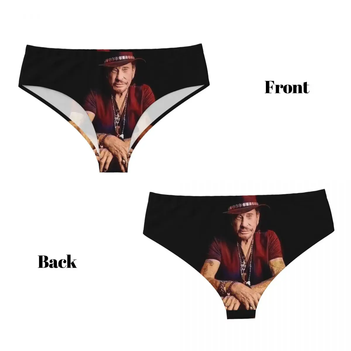 Фото Трусики Custom Johnny Hallyday, женские удобные эластичные трусики с изображением французского рок-певца, нижнее белье, подарки на день Святого Валентина, трусы №4