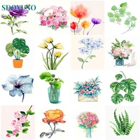 sdoyuno flower diy for adults children painting by numbers plant modern wall art picture handpainted coloring by numbers kits