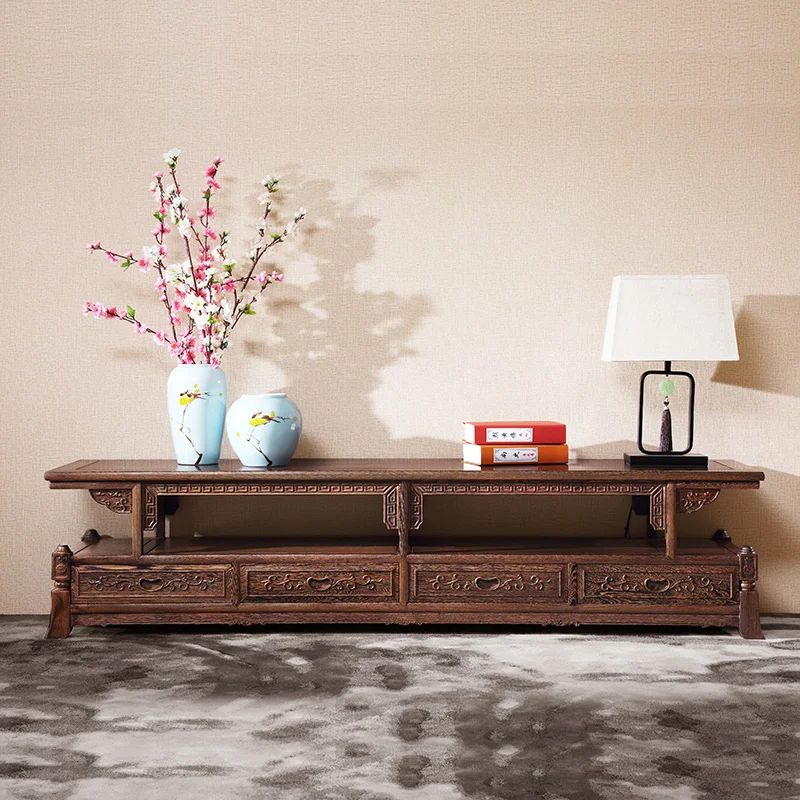 

African chicken wing wood (scientific name: African Yadou wood) ground cabinet living room Ming TV cabinet Chinese TV cabinet li