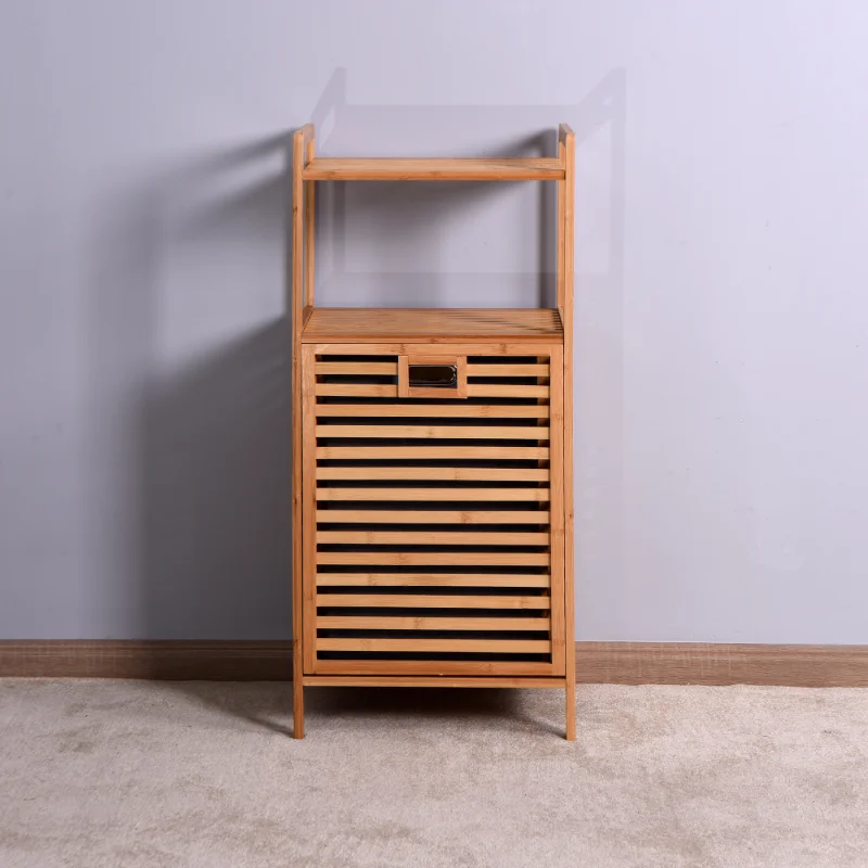 

[Flash Deal]Bathroom Laundry Basket Bamboo Storage Basket with 2 Shelves Foldable Laundry Basket Made of Bamboo[US Stock]