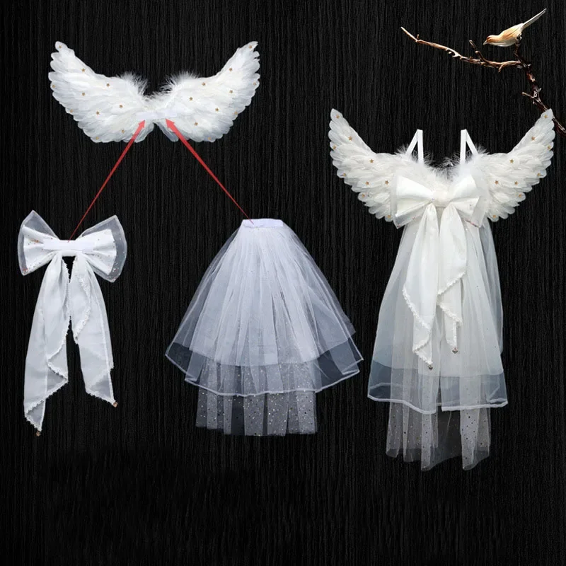Детская фатиновая Фата со шлейфом нарядное платье с бантом для Хэллоуина свадьбы