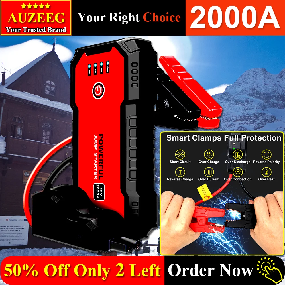 

2000A Car Jump Starter Power Bank 20000mAh Car Booster 12V Starting Device For Gasoline,Diesel,Emergency Car Battery Starter