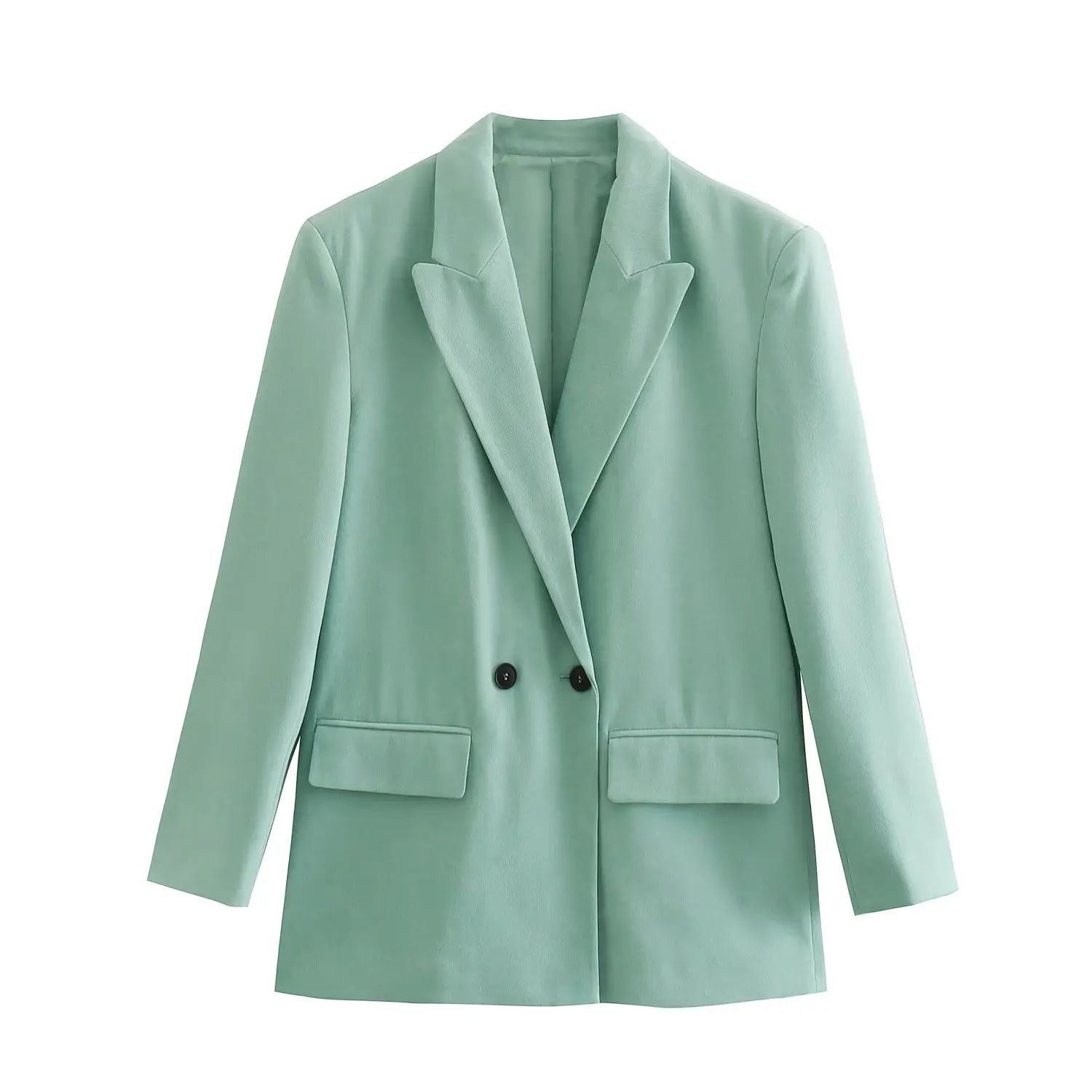 

Women 2023 New Fashion Soft and Relaxed Leisure Blazer Coat Vintage Long Sleeve Pockets Female Outerwear Chic