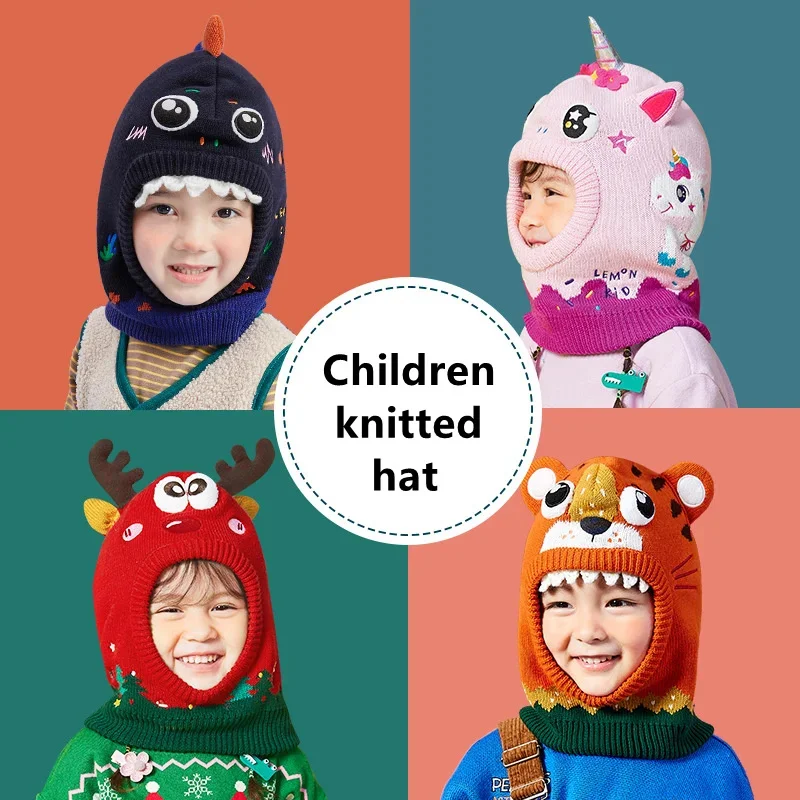 

New Winter Cute Children Cartoon Unicorn Scarf Gloves Hat Double Fleece Warmth Boy Girl Child Autumn Windproof Knit Hat