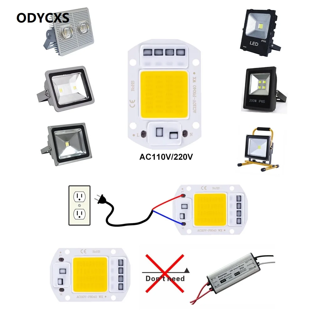 

50W 30W 20W LED COB Chip AC220V 110V Lamp Beads LED Light Flood Light Spotlight Accessories DIY No Driver Needed Matrix Lighting