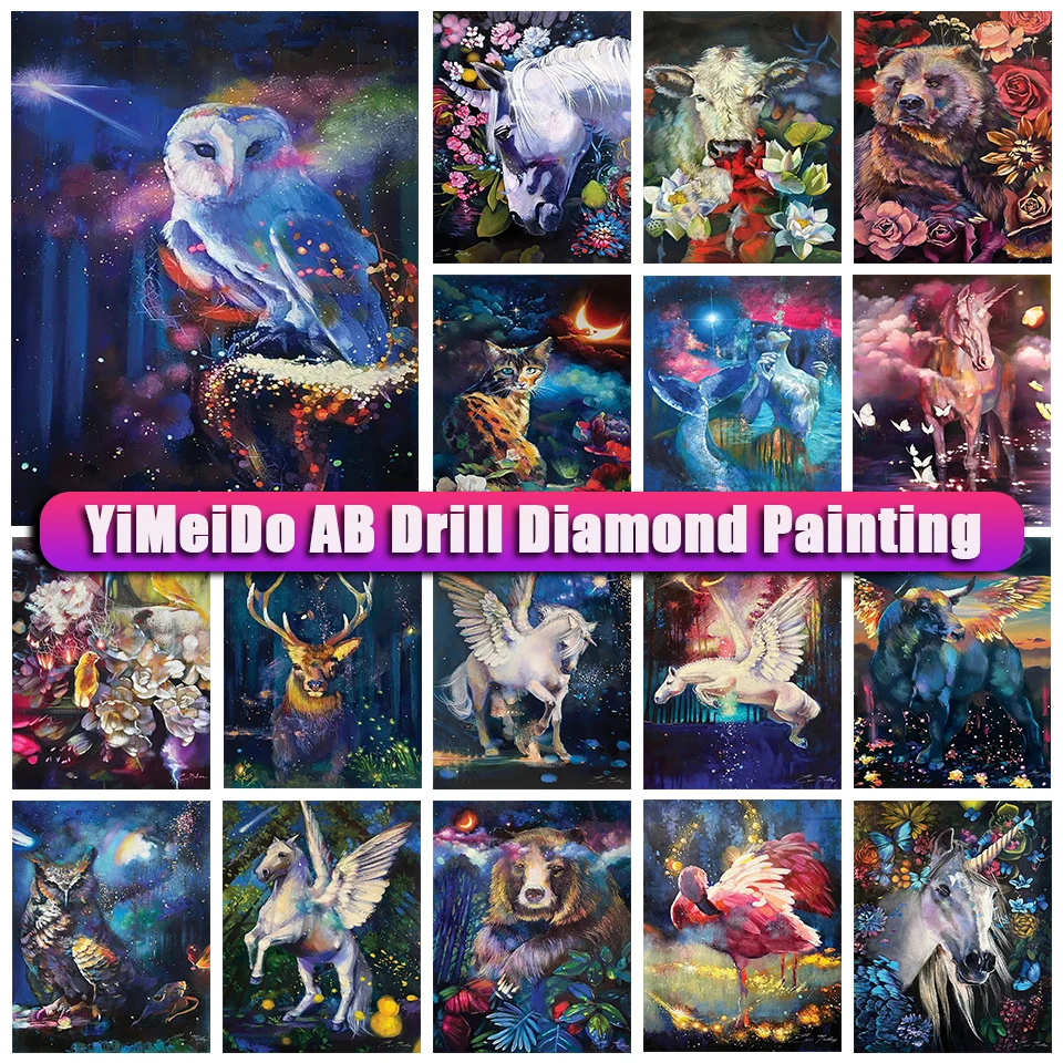 

YiMeido AB Diamond Painting Animals owl Full Drill Diamond Mosaic Embroidery Cross Stitch Art Children's Room DIY Decoration