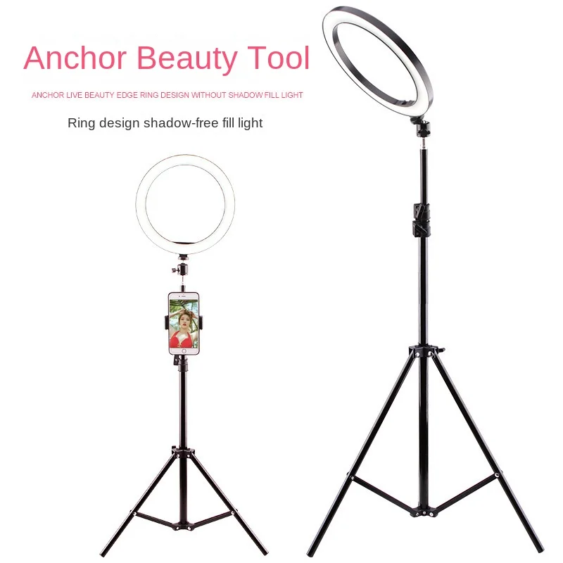 

Christma Gift 10 12 14 Inch Dimmable LED Selfie Ring Light with Stand without Tripod 160cm Lamp Photography Ringlight Phone