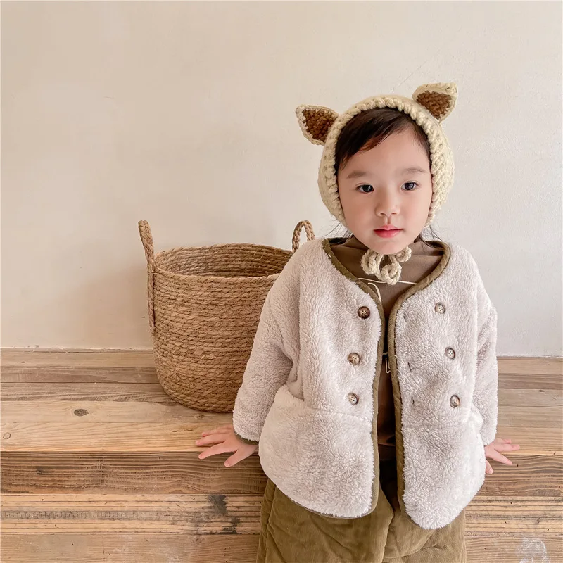 

Winter Children Plus Lamb Children Korean Casual Autumn Down Girls Winter Cotton Padded Version Coat Coat Down Clothing Of