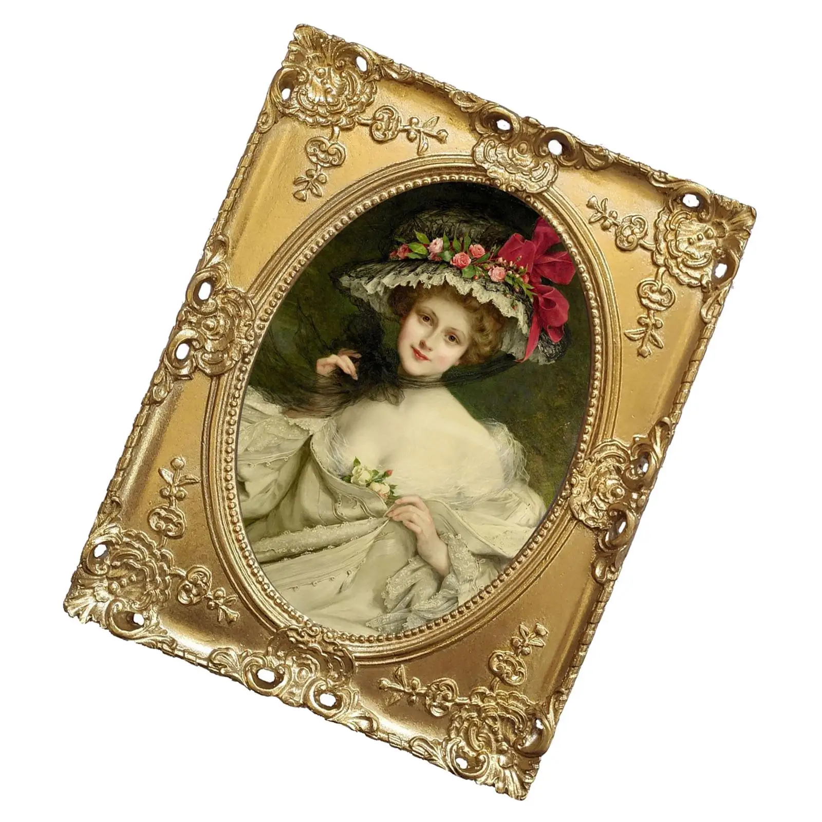 

Carved Floral Antique Style Photo Frame Display Pictures Frame Cards Holder Stand Tabletop for Farmhouse Wedding Vocation Time