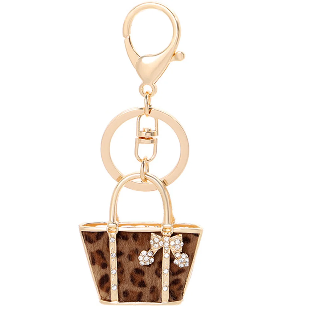 

Leopard Bag Keychain Wallets Women Ring Purse Charms Backpack Keychains Hanging Ornament Pendant Alloy Accessories Women's