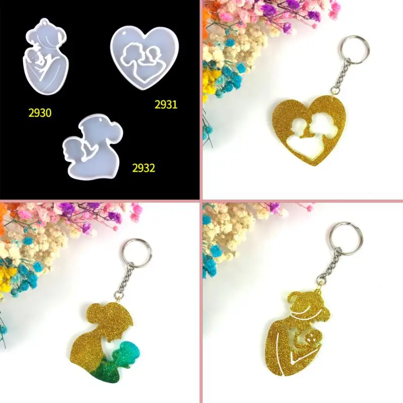 

2022 Mother's Day Resin Mold Keychain DIY Silicone Molds for Make Mother Gift Epoxy Resin Mold