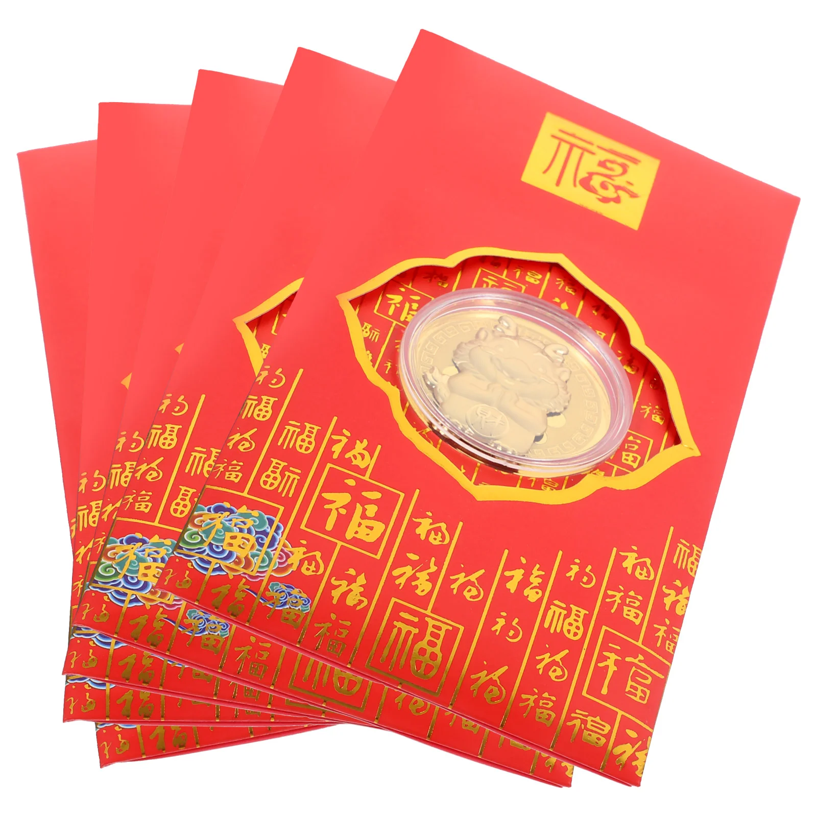 

5 шт. бумага в китайском стиле, красная фотобумага, китайский новый год, красные Мультяшные бумажные пакеты, праздник дракона, монеты