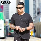 Футболка GXXH мужская с коротким рукавом, брендовая свободная тенниска с круглым вырезом, однотонная майка с тиснением, черныйхакисиний цвет, на лето