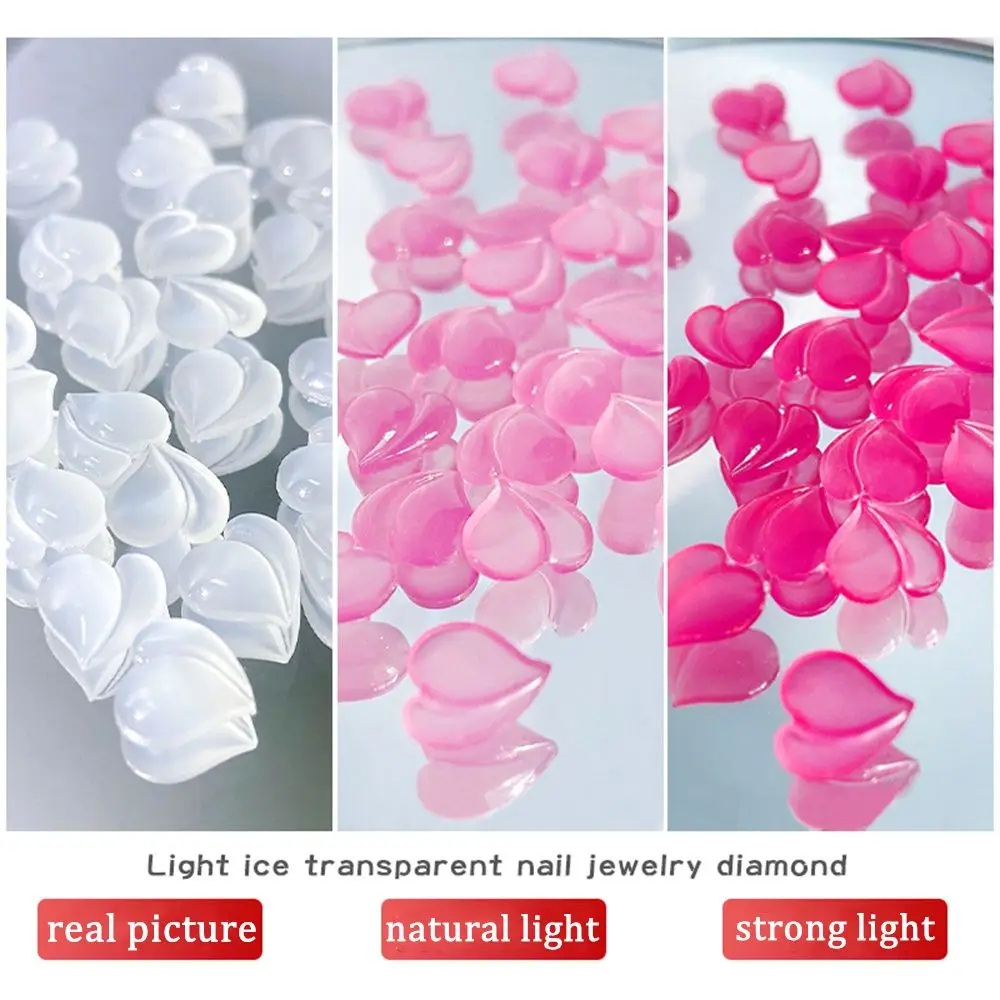 

50pcs Jewelry Crystal Love Heart Light Change Bear Nail Rhinestone Nail Diamond Light Sensitive Nail Art Decoration